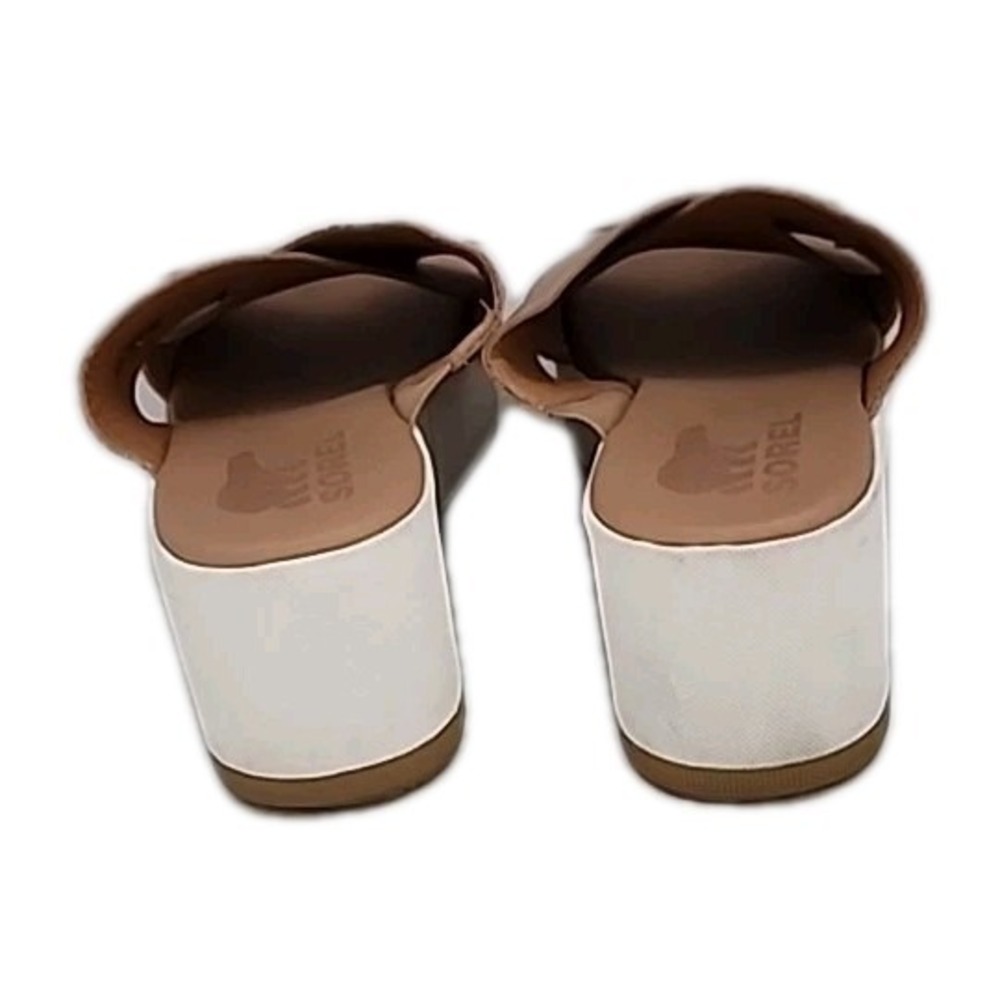 Sorel Cameron Sandal Beige Leather Slide Women's 9.5 Platform Chunky Wedge - Picture 5 of 9